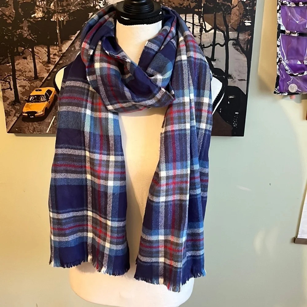 Oversized plaid super soft wrap around blanket scarf
